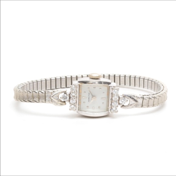 Lovely Vintage 14K Diamond Hamilton Watch, Works main image 6